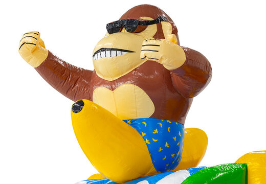 3D figuur op springkussen Dubbelslide aap met banaan thema beach