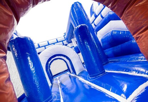 Binnenkant van springkussen Dubbelslide Multiplay blauw wit bruin