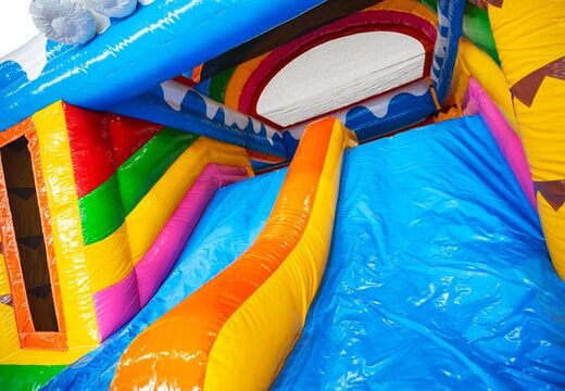 Glijbaan blauw geel oranje van springkussen Multiplay dubbelslide kopen bij JB