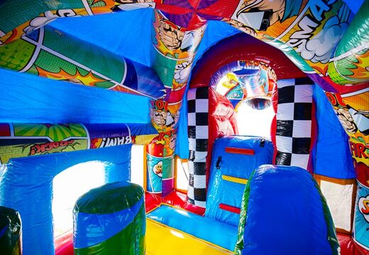 Bestel vandaag het A-frame Super Comic springkussen in Comic stijl bij JB Inflatables