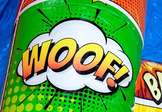 Opblaasbare A-frame Super Comic springkussen in Comic thema, ideaal voor evenementen en feesten